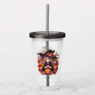 Cute, anime Halloween witch Acrylic Tumbler