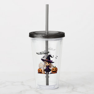 Cute, anime Halloween witch Acrylic Tumbler