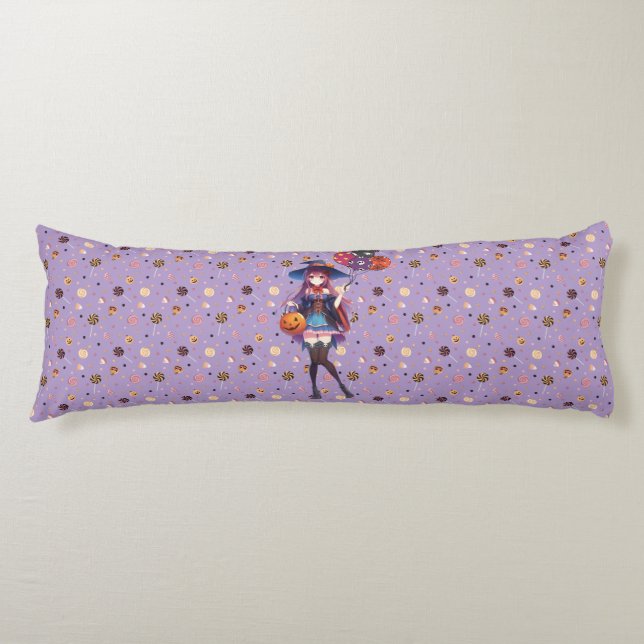 Cute Anime Halloween Witch Body Cushion (Front)