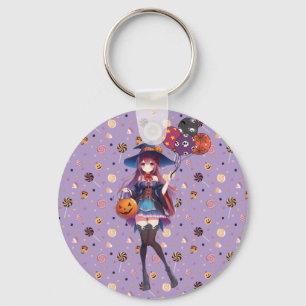 Cute Anime Halloween Witch Key Ring