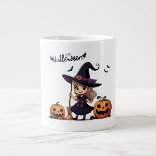 Cute, anime Halloween witch Large Coffee Mug