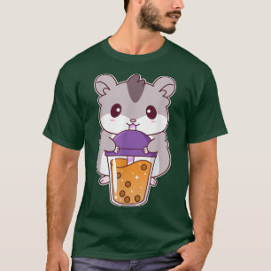 Cute Anime Hamster Drinking Boba Tea Kawaii T-Shirt