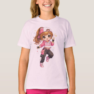 Cute Anime Hip Hop Dancer Girl - cool pink T-Shirt