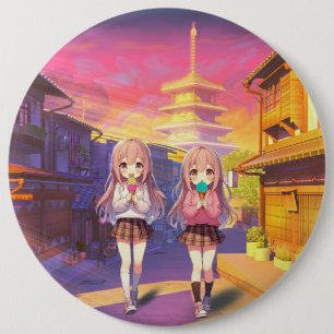 Cute Anime Ice cream girls 6 Cm Round Badge