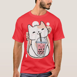 Cute Anime Kawaii Neko Cat Boba Tea Bubble Tea For T-Shirt