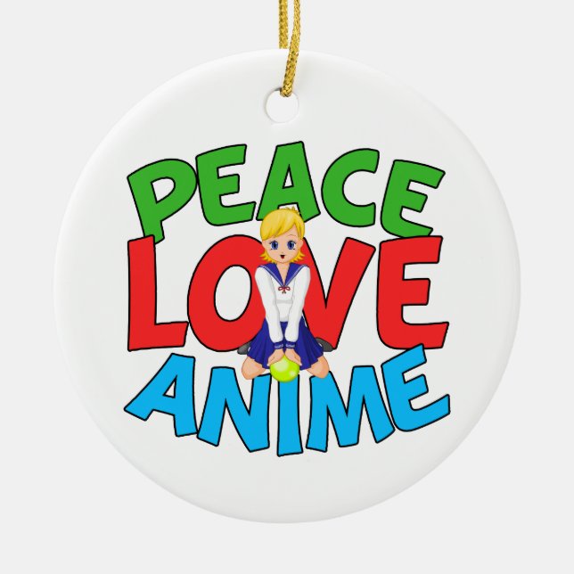 Cute Anime Lover Christmas Ceramic Tree Decoration (Front)