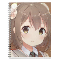 Cute anime manga girl brown hair hazel eyes flower