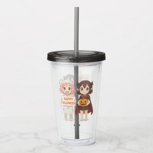 Cute anime mummy & vampire girls acrylic tumbler