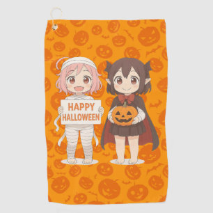 Cute anime mummy & vampire girls golf towel