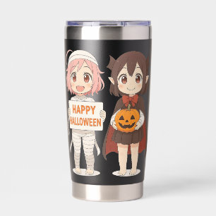 Cute anime mummy & vampire girls insulated tumbler