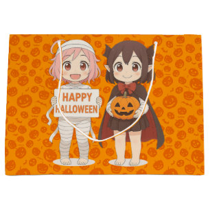 Cute anime mummy & vampire girls large gift bag