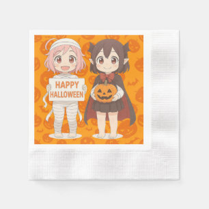 Cute anime mummy & vampire girls napkin