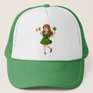 Cute anime redhead Saint Patrick's Day  Trucker Hat
