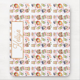 Cute Anime School Personalize Name Mouse Mat