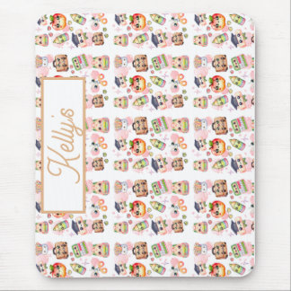 Cute Anime School Personalize Name Mouse Mat