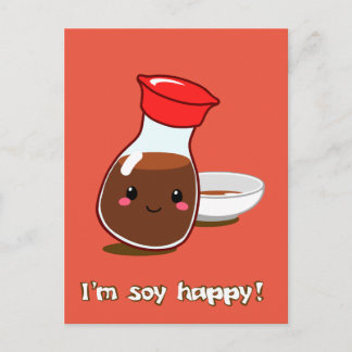 Cute Anime Soy Sauce "I'm soy happy!" Postcard