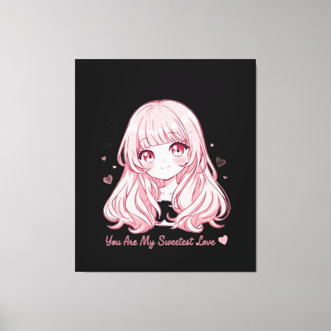Cute Anime Valentine Sweatshirt Canvas Print (Front)