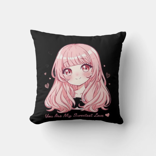 Cute Anime Valentine Sweatshirt Cushion (Front)