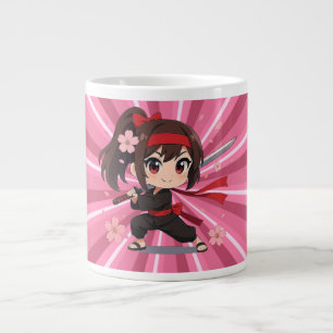 Cute anime warrior blossom girl large coffee mug