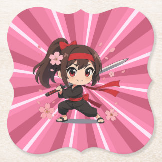 Cute anime warrior blossom girl paper coaster