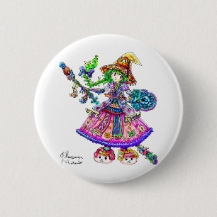 Cute Anime Witch Kawaii Halloween Magic Spell 6 Cm Round Badge