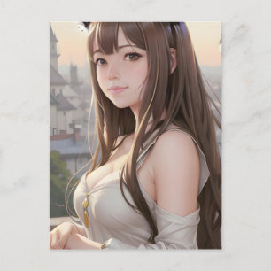 Cute Anime Woman Postcard