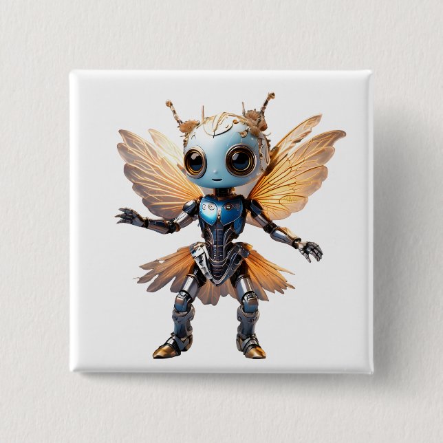 Cute Ant Girl Dancing Robot Pixie 15 Cm Square Badge (Front)
