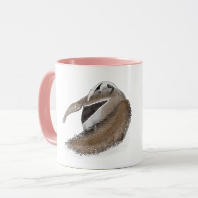 Cute anteater and baby 'best auntie ever' mug (Front Left)