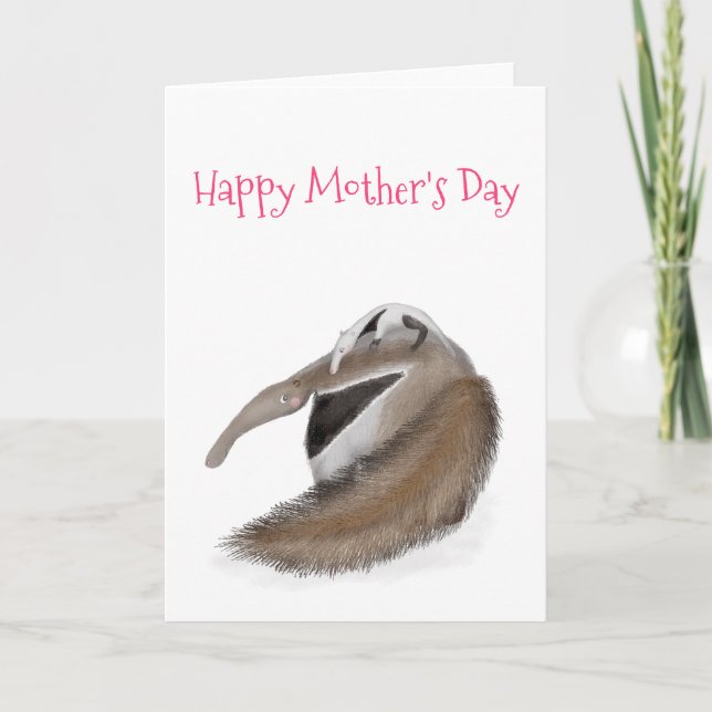 Cute anteater and baby Mother's Day card (Front)