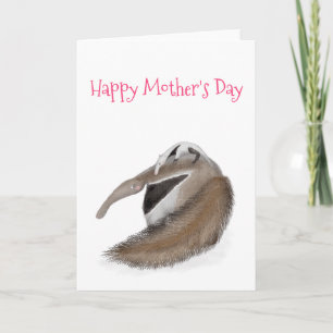 Cute anteater and baby Mother's Day card