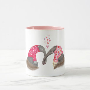 Cute anteaters in love mug