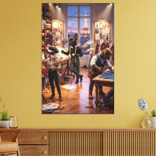 Cute Anthropomorphic French Bulldogs Canvas Print
