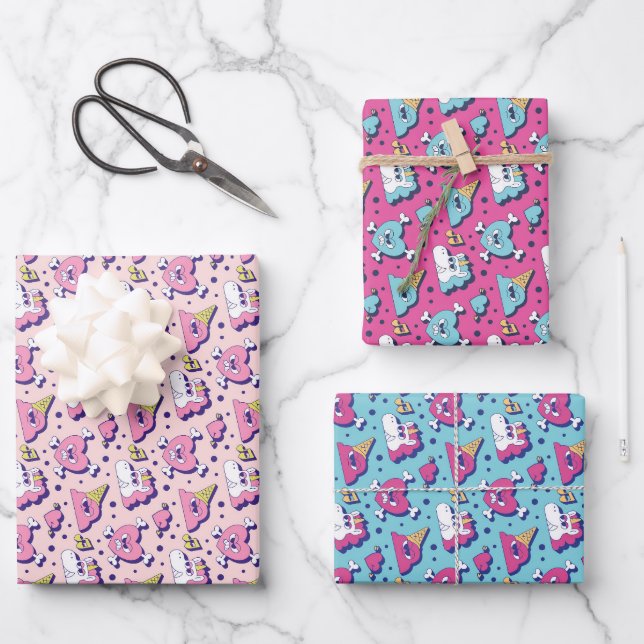 Cute Anti Valentine's Day Pink Heart Pattern Wrapping Paper Sheet (Front)