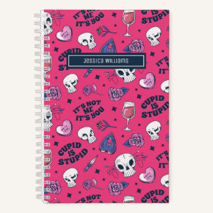 Cute Anti Valentine's Day Teen Doodle Pattern Pink Notebook