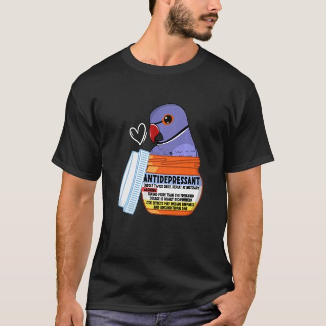 Cute Antidepressant Parrot I Violet Indian Ringnec T-Shirt (Front)