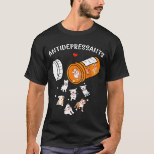 Cute Antidepressant With Pitbull Dog -New T-Shirt