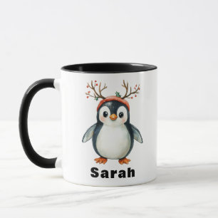 Cute Antlers Penguin Holiday Coffee Mug