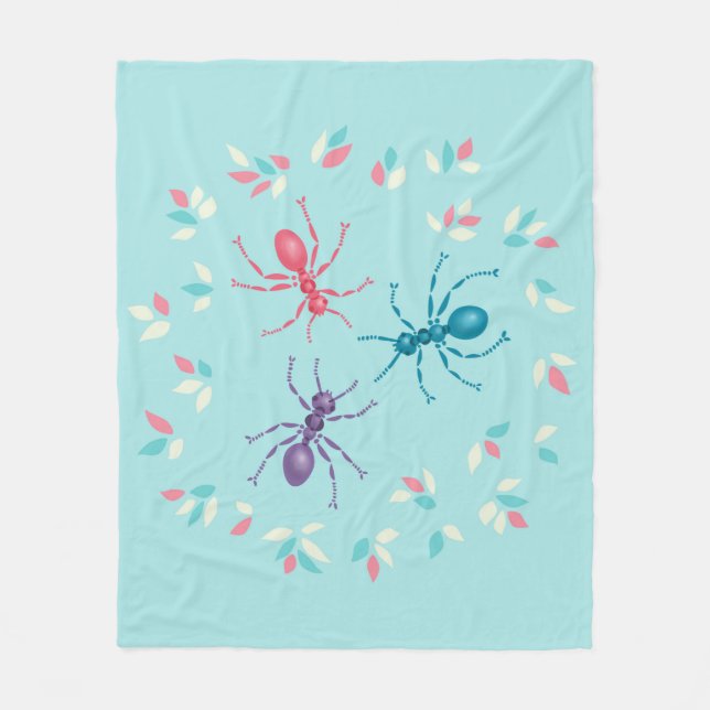Cute Ants In Pastel Tones Vector Art Fleece Blanket (Front)