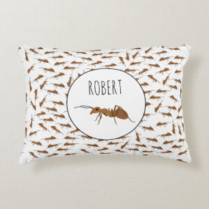 Cute Ants Pattern Custom Name Kids Decorative Cushion