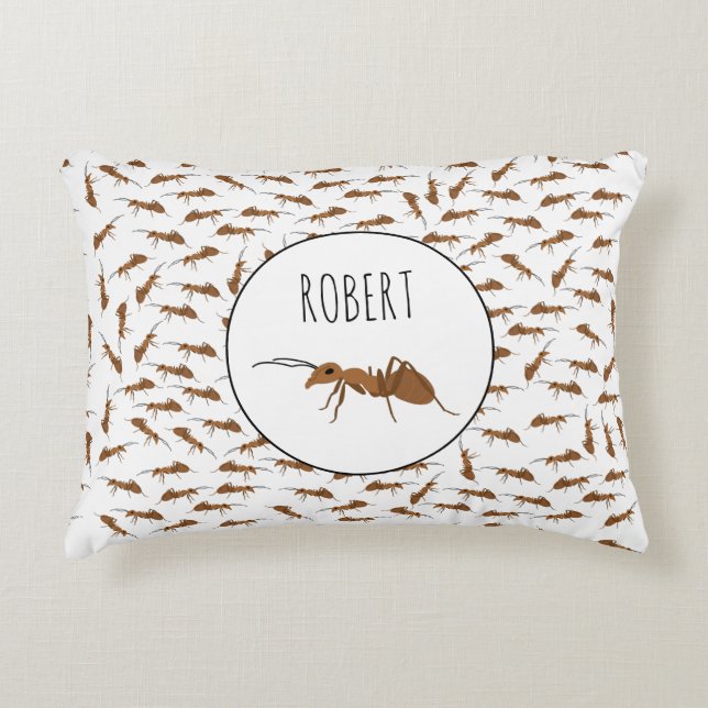 Cute Ants Pattern Custom Name Kids Decorative Cushion (Front)