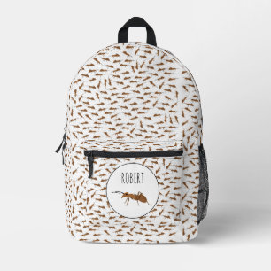 Cute Ants Pattern Custom Name Kids School Printed Backpack