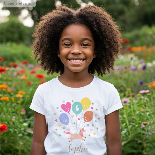 Cute Any Age Happy Birthday Unicorn Name Girls T-Shirt