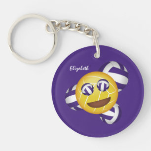 cute any colour girls volleyball emoji key ring