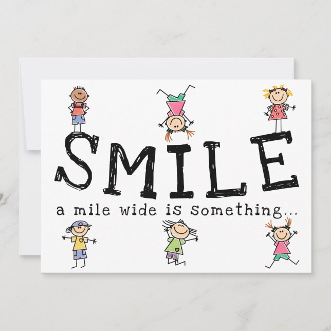 Cute Any Occasion Smile A Mile Wide Children's Holiday Card (Front)