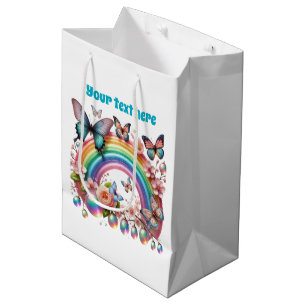Cute any purpose butterfly party customisable medium gift bag