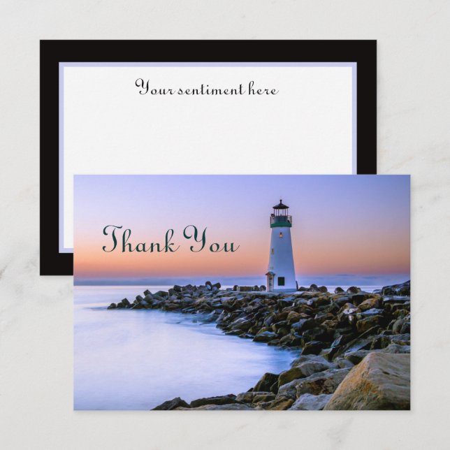 cute any purpose lighthouse  thank you card (Front/Back)