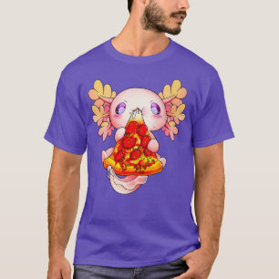 Cute Aolotl Eating Pizza Snacks Aolotl Kawaii Past T-Shirt