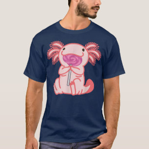 Cute Aolotl With A Lollipop Candy Enthusiast Anima T-Shirt