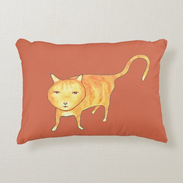 Cute Apathetic Orange Cat Decorative Cushion (Front)