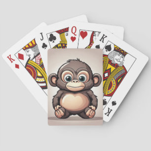 Cute ape animal playing cards